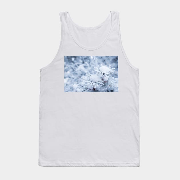 Hoarfrost on conifer tree needles Tank Top by Juhku